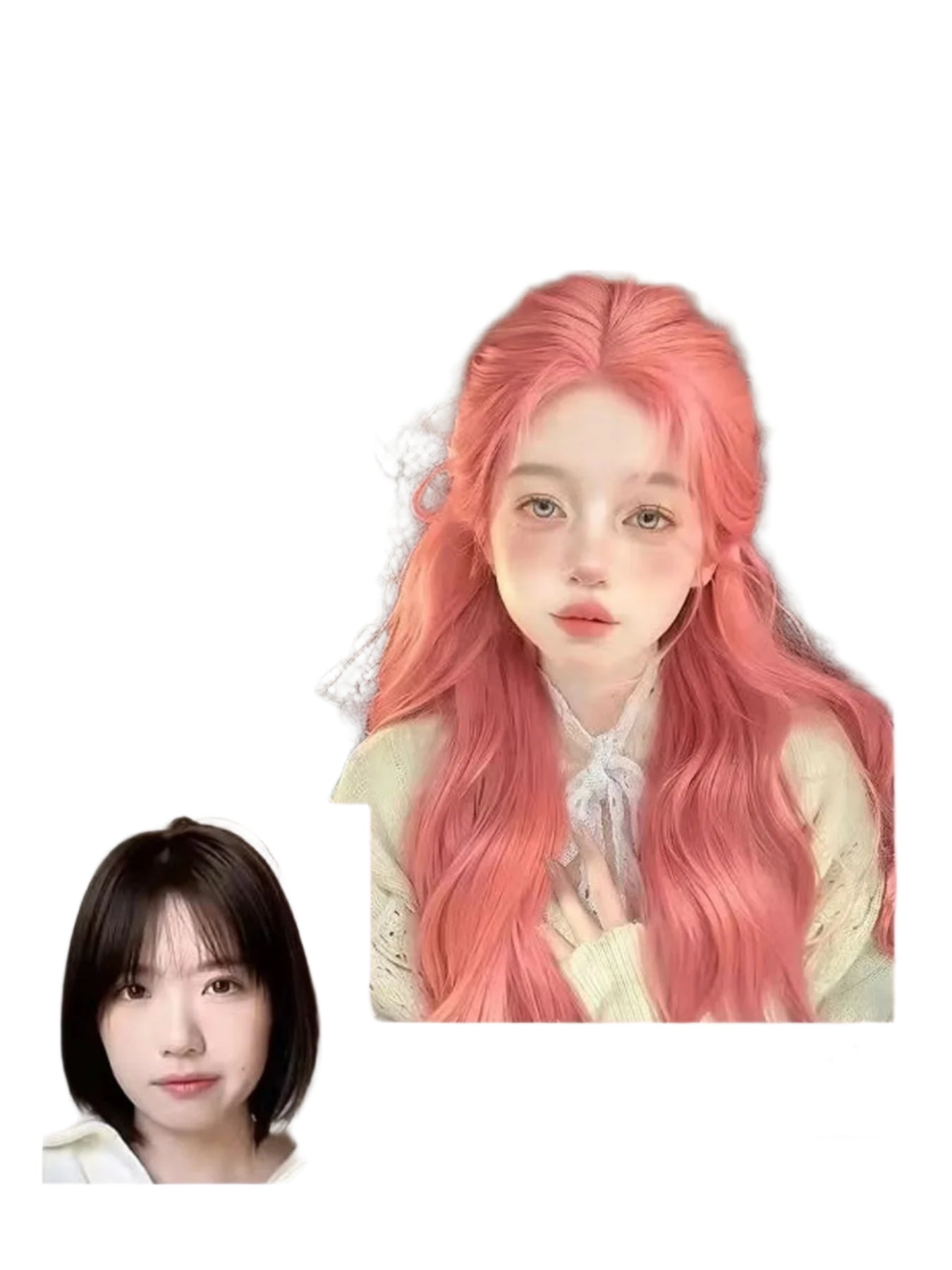 Orange Pink Wig/ Long Wavy Synthetic Wig/ Heat Resistant Cosplay Wig