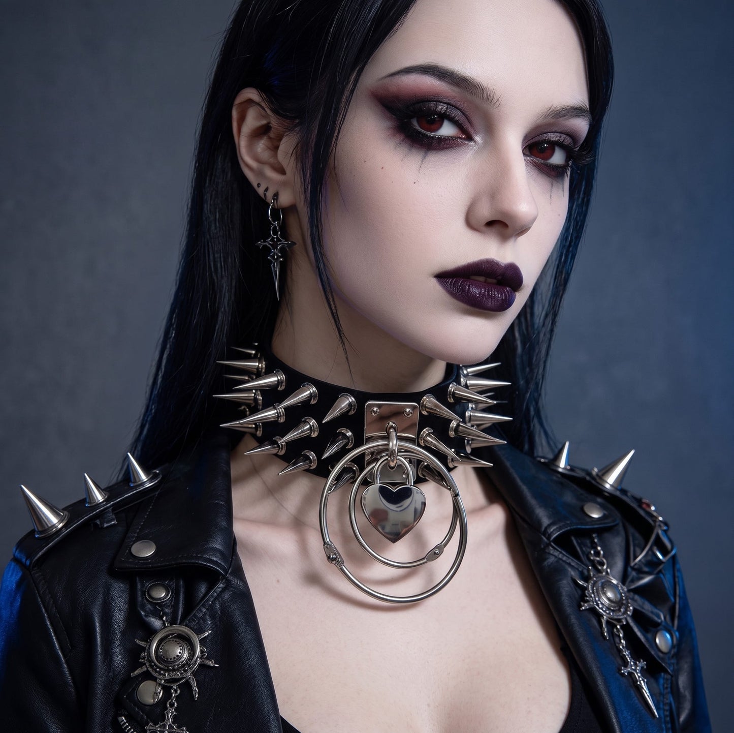 Black Harajuku Women Punk/Goth Chocker with Concentric Heart Detail
