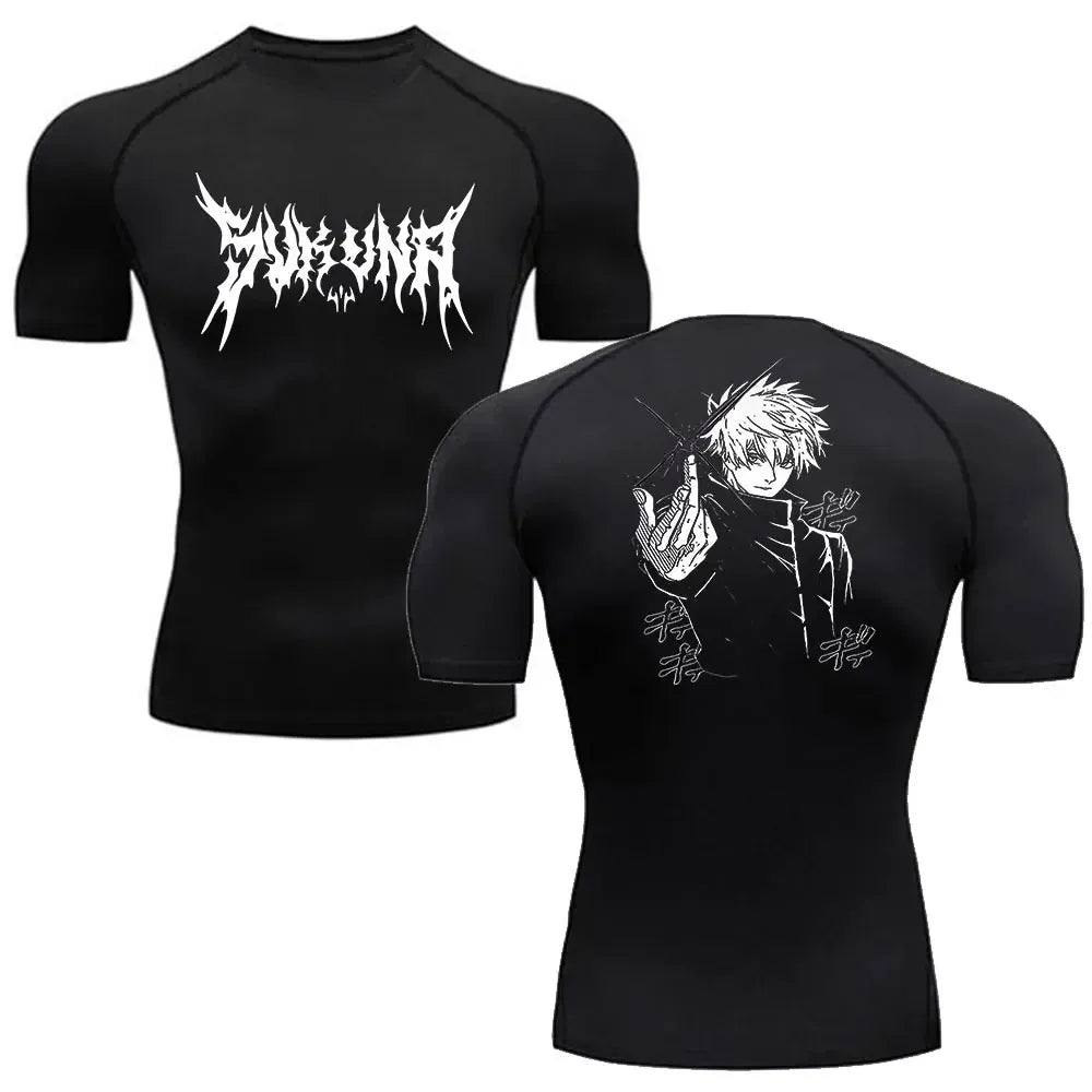 Black7-ZHOUH403C / S Anime Jujutsu Kaisen Compression Shirts /Fitness Gym T-shirt