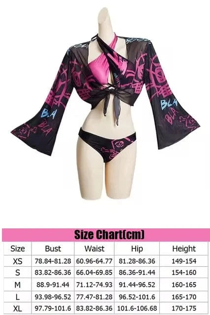 Cosplay Jinx Arcane Bikini Swimwear Women Costume Game LoL Adult Fantasia Swimsuit Roleplay Outfits Halloween Carnival Suit