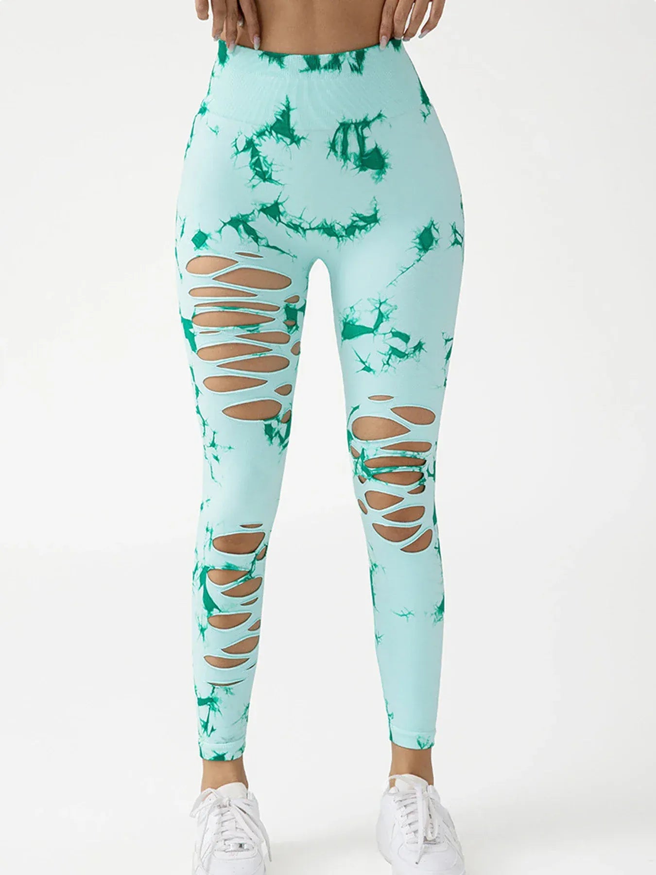 Green / S Women's Seamless Tie Dye Yoga Leggings (Victorious NeoSphere Leggings)