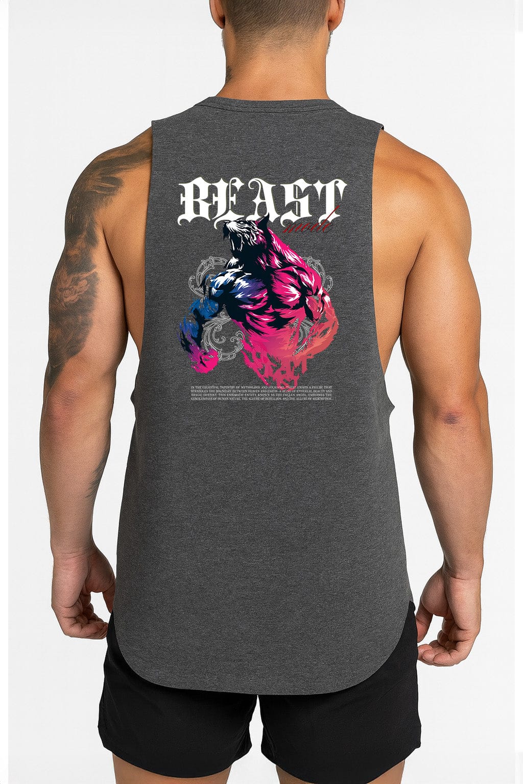 Grey / M Victorious Beast Mode (Quarnath Expanse) High-Neck Gym Tank-Top