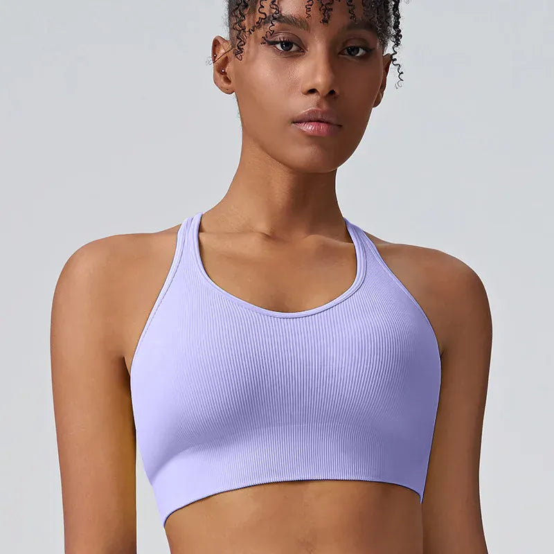 Lilac / S Women's Cross Back Sports Bra/ High-intensity Fixed Cup Shockproof Bra (Victorious Lumen Circuit Bra)
