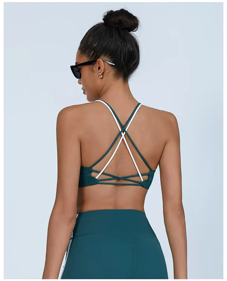 Peacock green / S Women's Multicolor Back with Chest Pad Bra (Victorious FitLink Bra)