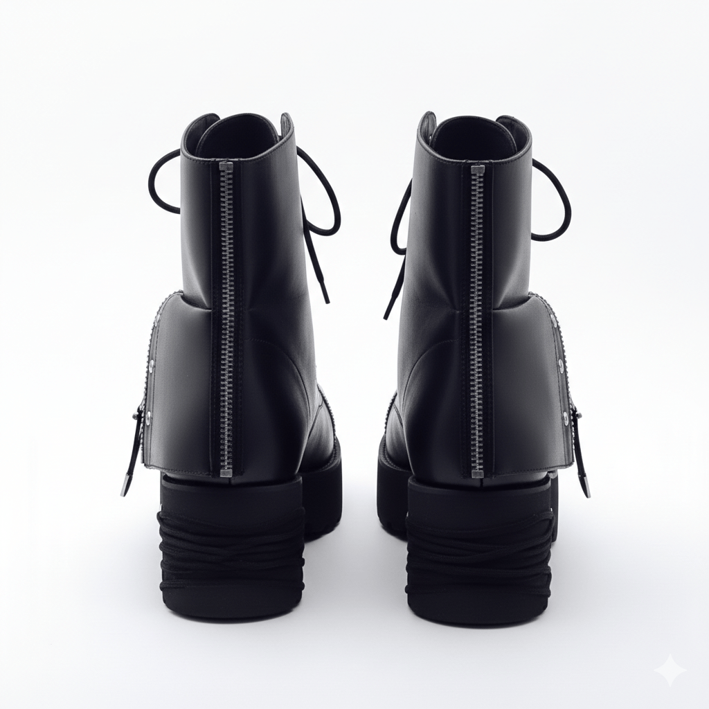 Punk Rock Ankle Boots / Patchwork Vegan Leather