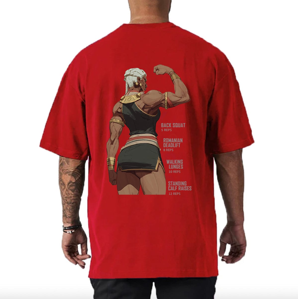 Red / M Gym Warrior Oversize T-shirt - Back Print (Oversize)