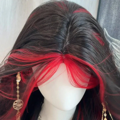 #1 Black Ombre Red Layered Wig/Synthetic Long Wavy Lolita/ Kawaii Wig