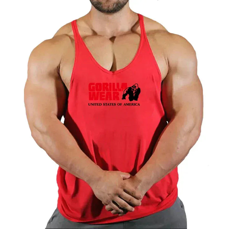 10 / M Muscular Man Gym Tank Top/ Bodybuilding and Fitness Stringer Clothing