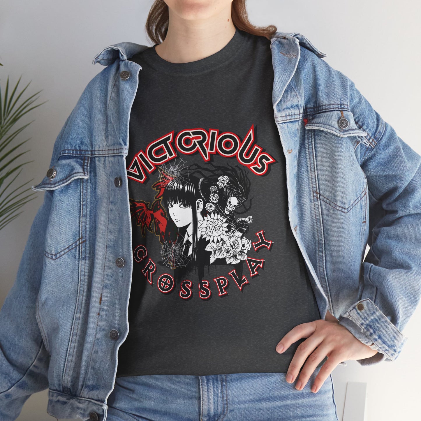 Victorious Crossplay Graphic Tee — Gothic Anime Japan Bat Design
