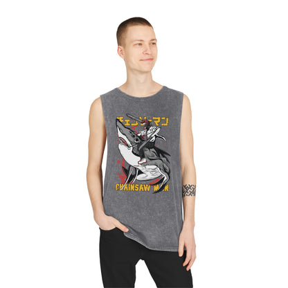 Unisex Graphic Tank Top - Anime Chainsaw Man Denji Shark Saw Rampage