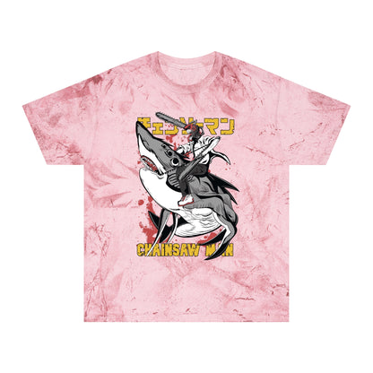 Anime Chainsaw Man (Denji Shark Saw Rampage) T-shirt - Tie Dye Style - Vintage