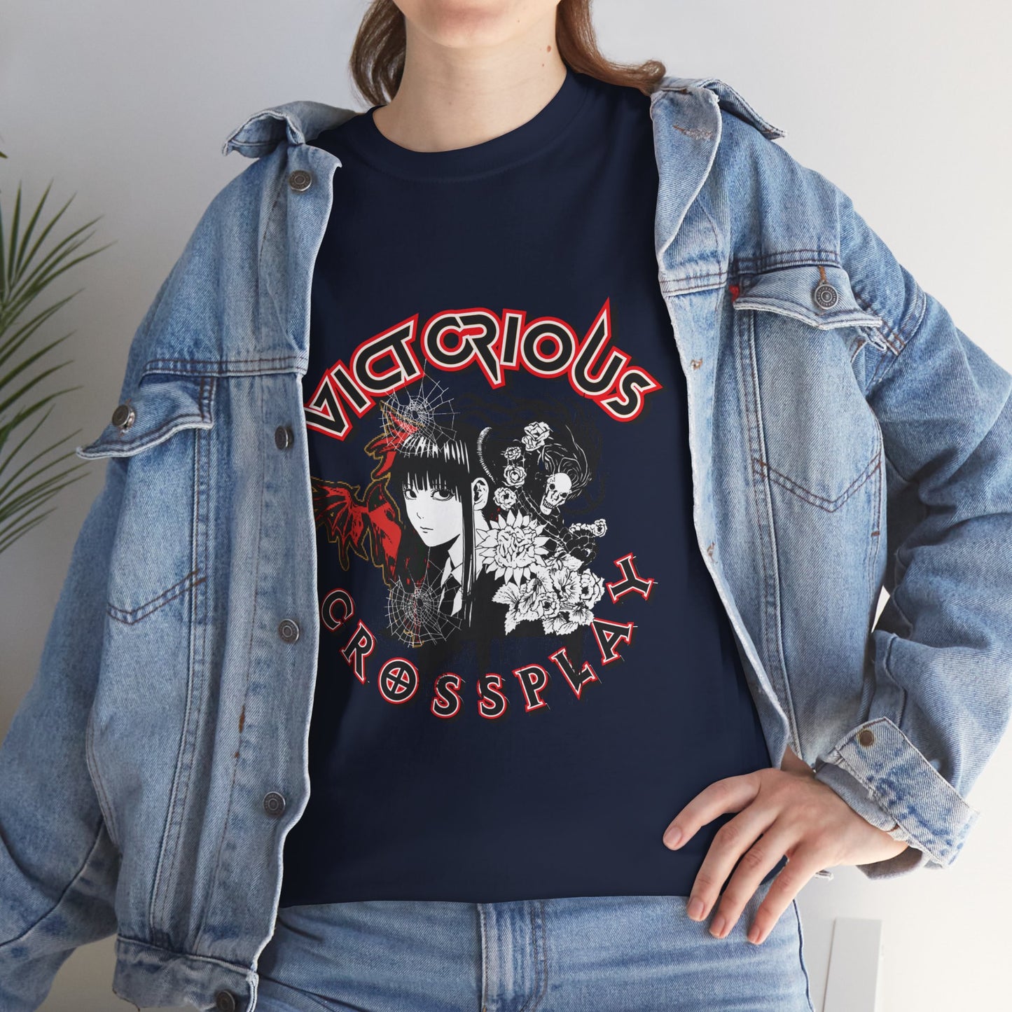 Victorious Crossplay Graphic Tee — Gothic Anime Japan Bat Design