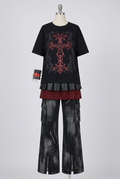 2026 Oversize Fairy Grunge Tee Shirts Women Y2k Aesthetic Short Sleeve T-shirt Punk Print Casual Loose Graphic T Shirt Harajuku