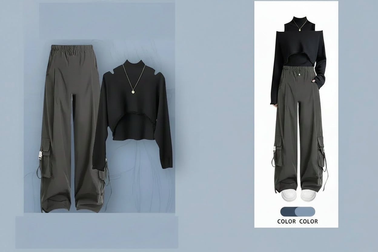 3-Piece Set 03 / XXL Women 2026 Spring Autumn New Vintage Tracksuit Matching Set Korean Elegant Knit Hoodie+Vest+Loose Cargo Pants 3-Piece Suit