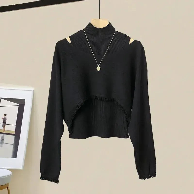 3-Piece Set 06 / L Women 2026 Spring Autumn New Vintage Tracksuit Matching Set Korean Elegant Knit Hoodie+Vest+Loose Cargo Pants 3-Piece Suit