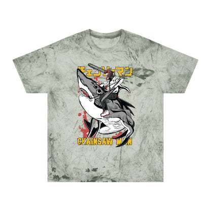 Anime Chainsaw Man (Denji Shark Saw Rampage) T-shirt - Tie Dye Style - Vintage