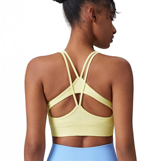 Women's Cross Back Sports Bra/ High-intensity Fixed Cup Shockproof Bra (Victorious Lumen Circuit Bra)