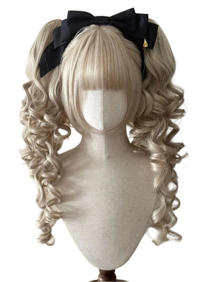 Synthetic Princess Cut Double ponytail Lolita Wig with Bangs /Ombre Blonde brown White gray Cosplay/ Harajuku wig