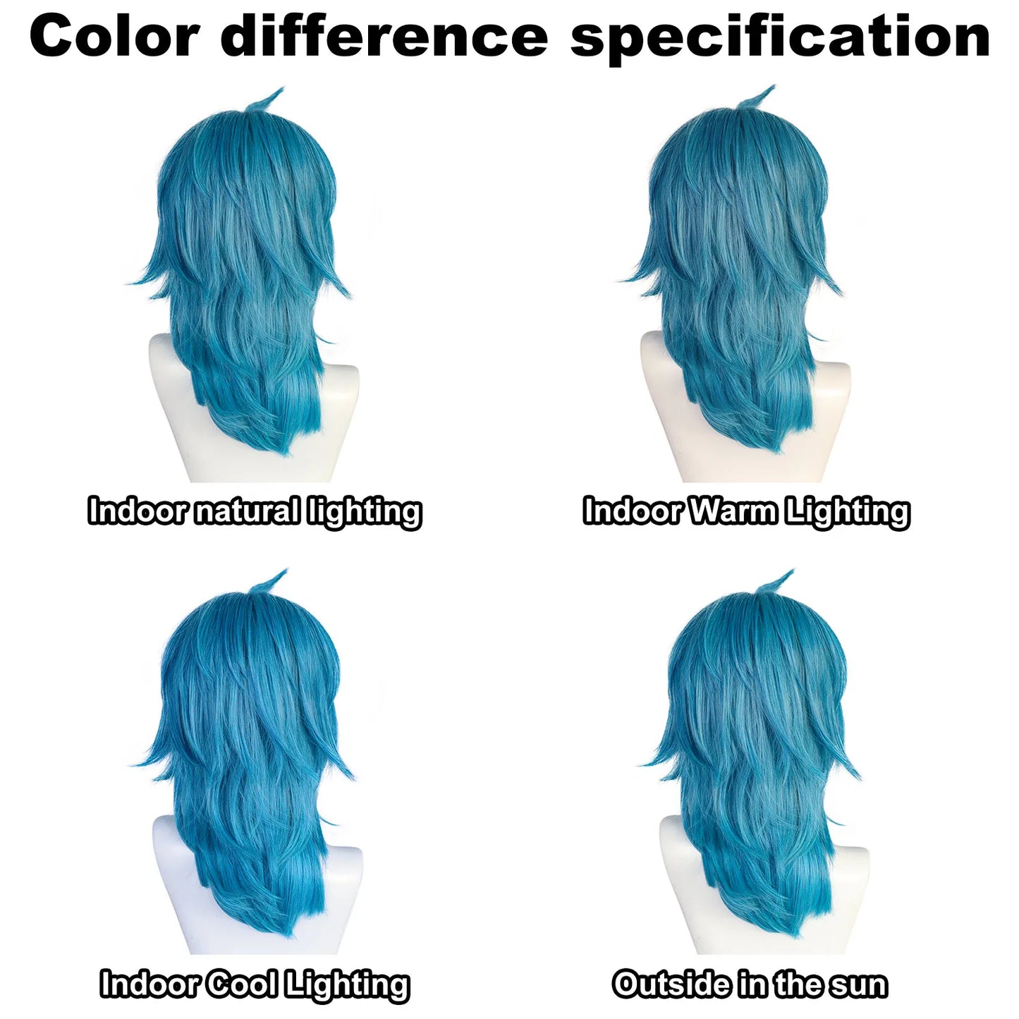 Synthetic Medium Length Wig/ Straight Blue Sally Face Cosplay