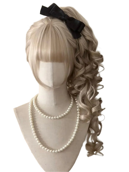 Synthetic Princess Cut Double ponytail Lolita Wig with Bangs /Ombre Blonde brown White gray Cosplay/ Harajuku wig