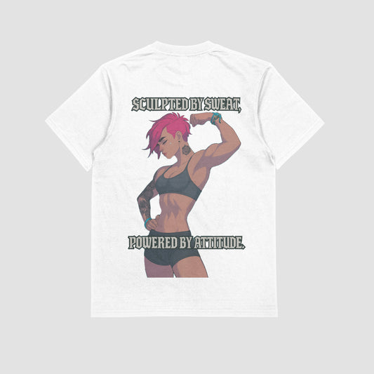 Vi "Sculpted by sweat, Powered by attitude" Gym T-shirt (Oversized)