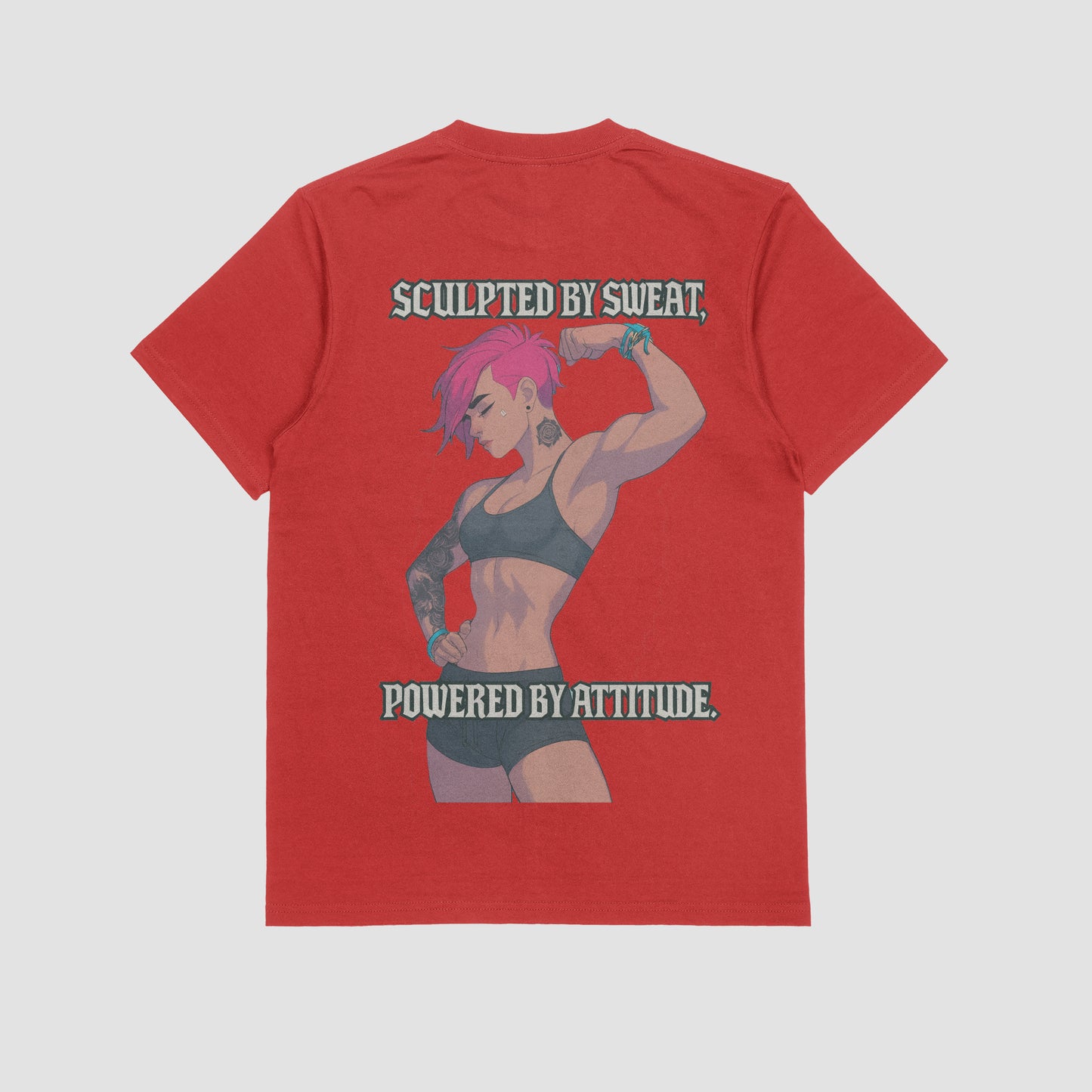 Vi "Sculpted by sweat, Powered by attitude" Gym T-shirt (Oversized)