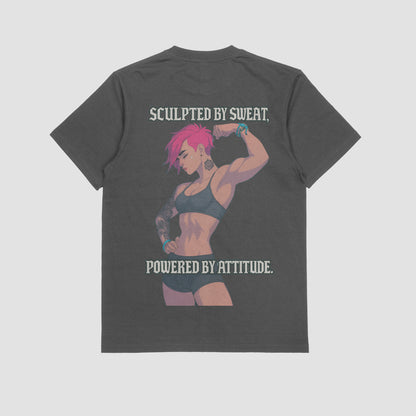 Vi "Sculpted by sweat, Powered by attitude" Gym T-shirt (Oversized)