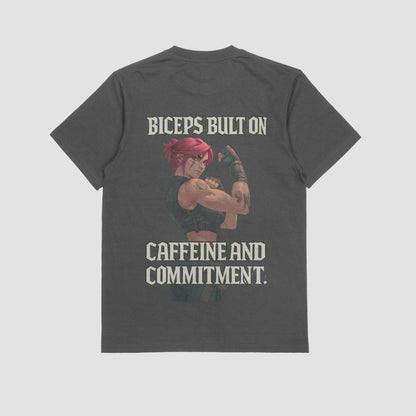 Vi "Biceps, Caffeine, & Commitment" Gym T-shirt (Oversized)