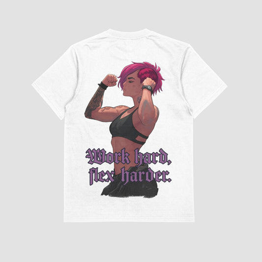 Vi "Work Hard, Flex Harder" Gym T-shirt (Oversized)