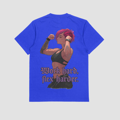 Vi "Work Hard, Flex Harder" Gym T-shirt (Oversized)