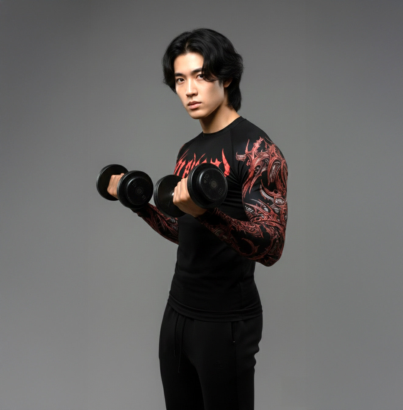Korean Style Slim Fit Cyber Sigilism shirt - Long sleeve compression shirt