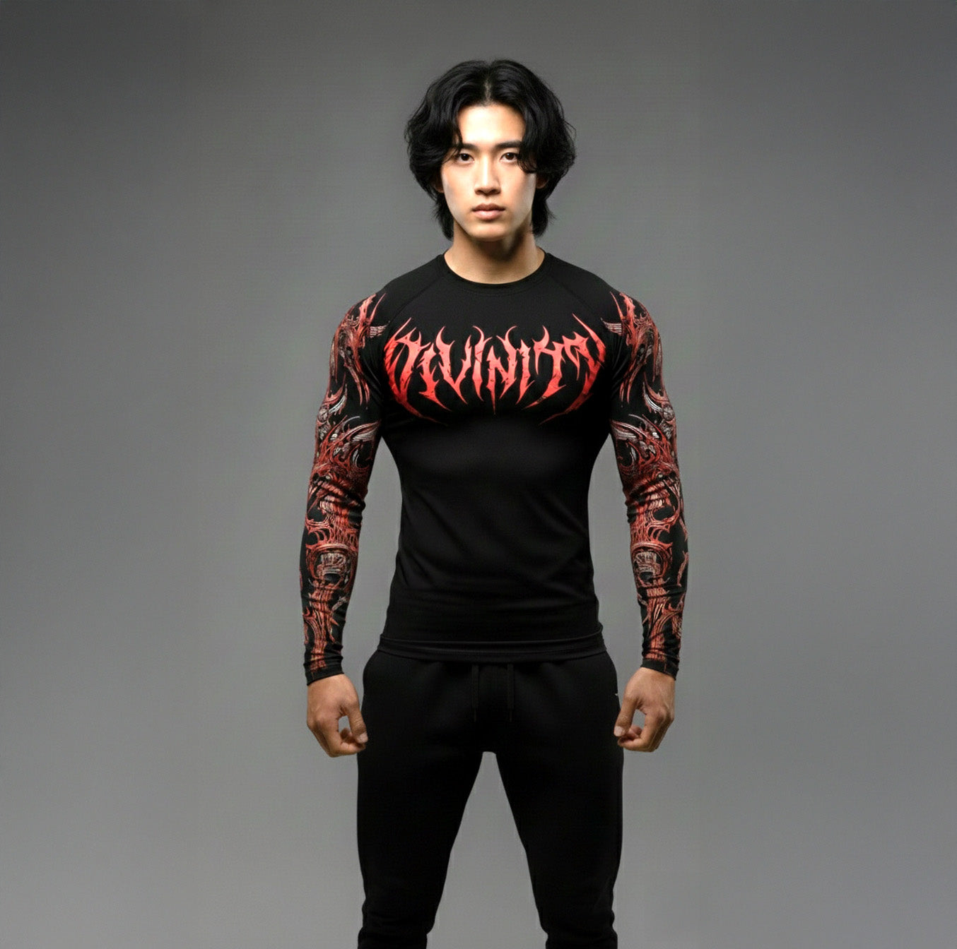 Korean Style Slim Fit Cyber Sigilism shirt - Long sleeve compression shirt