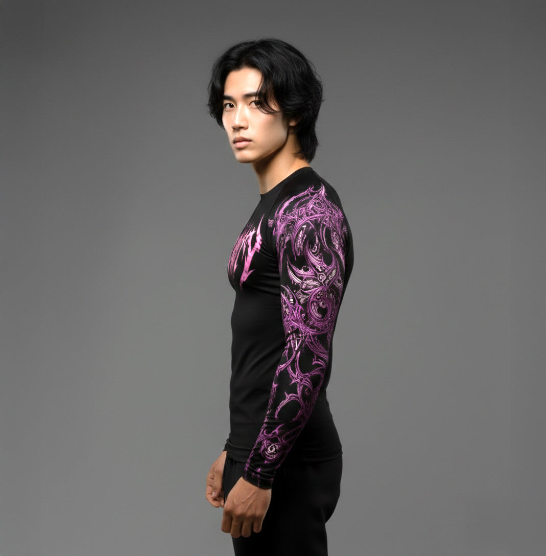 Korean Style Slim Fit Cyber Sigilism shirt - Long sleeve compression shirt