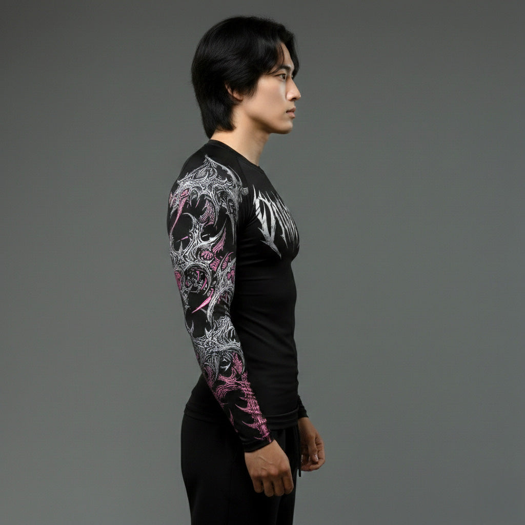 Korean Style Slim Fit Cyber Sigilism shirt - Long sleeve compression shirt