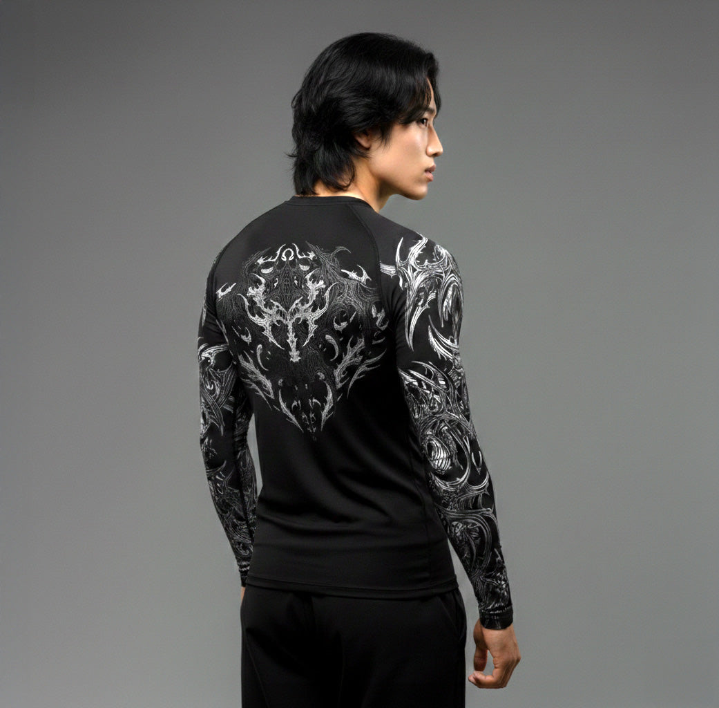 Korean Style Slim Fit Cyber Sigilism shirt - Long sleeve compression shirt