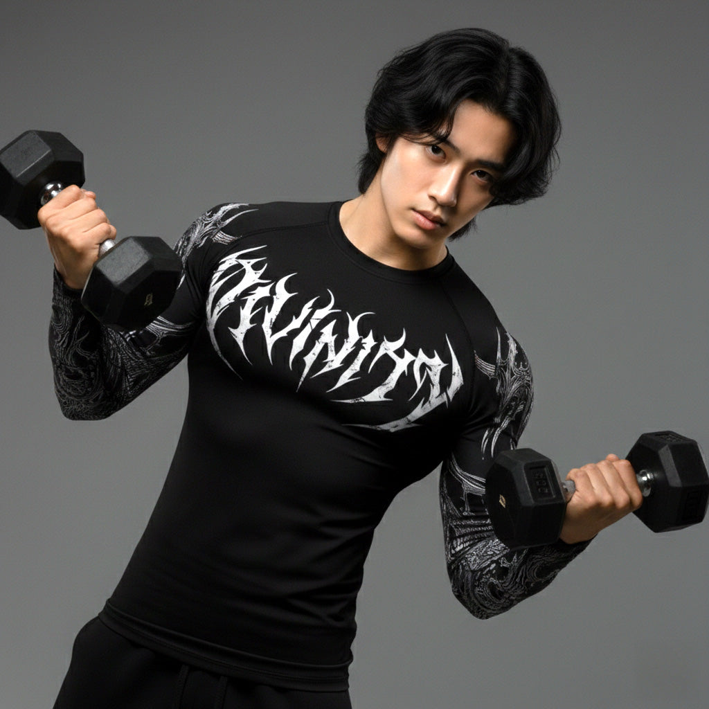 Korean Style Slim Fit Cyber Sigilism shirt - Long sleeve compression shirt
