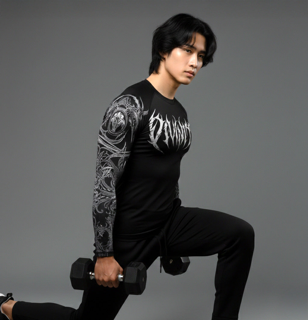 Korean Style Slim Fit Cyber Sigilism shirt - Long sleeve compression shirt