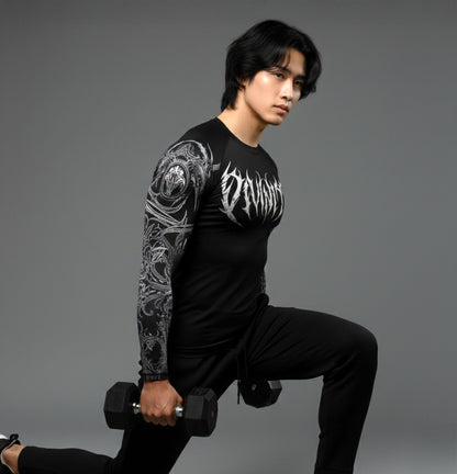 Korean Style Slim Fit Cyber Sigilism shirt - Long sleeve compression shirt