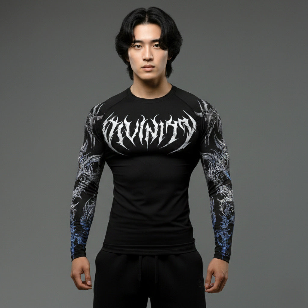 Korean Style Slim Fit Cyber Sigilism shirt - Long sleeve compression shirt