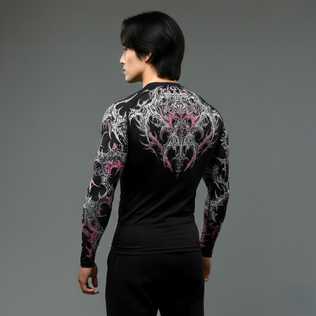 Korean Style Slim Fit Cyber Sigilism shirt - Long sleeve compression shirt