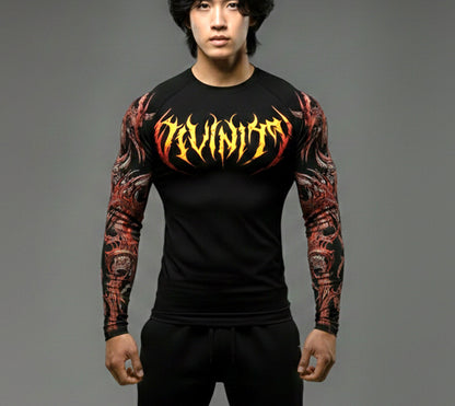 Korean Style Slim Fit Cyber Sigilism shirt - Long sleeve compression shirt