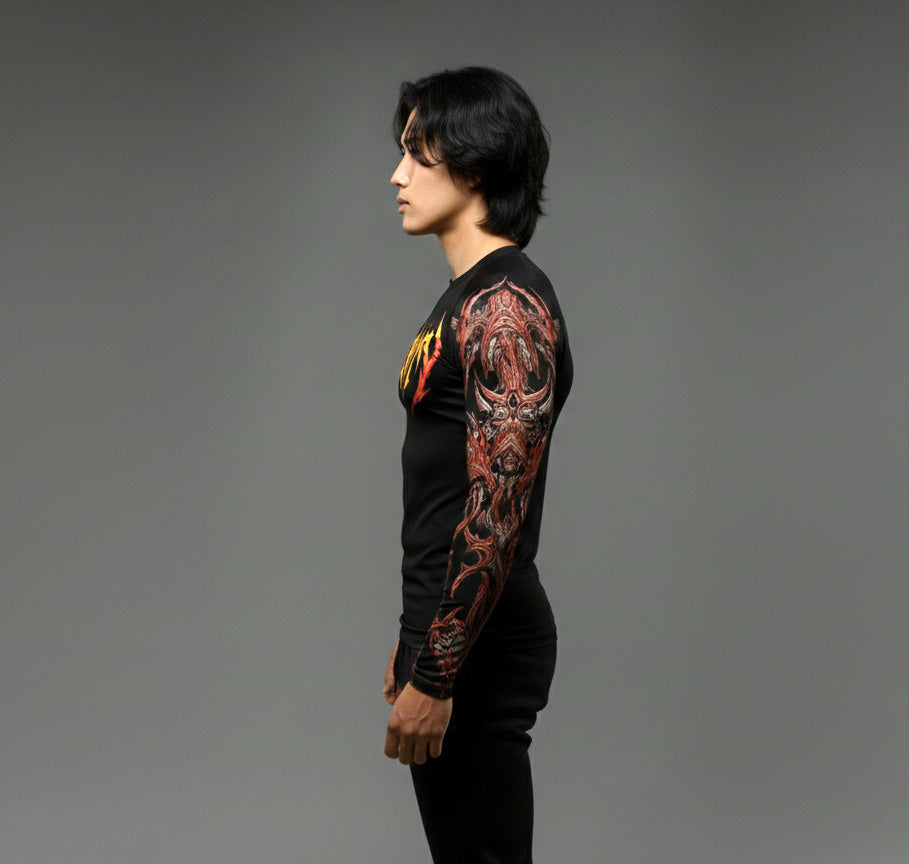 Korean Style Slim Fit Cyber Sigilism shirt - Long sleeve compression shirt