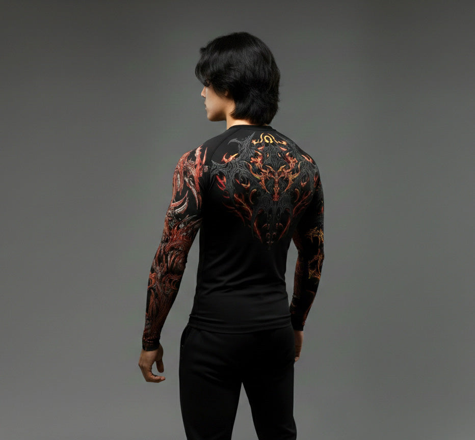 Korean Style Slim Fit Cyber Sigilism shirt - Long sleeve compression shirt