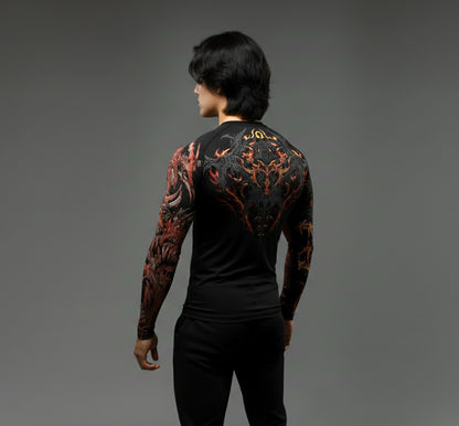 Korean Style Slim Fit Cyber Sigilism shirt - Long sleeve compression shirt