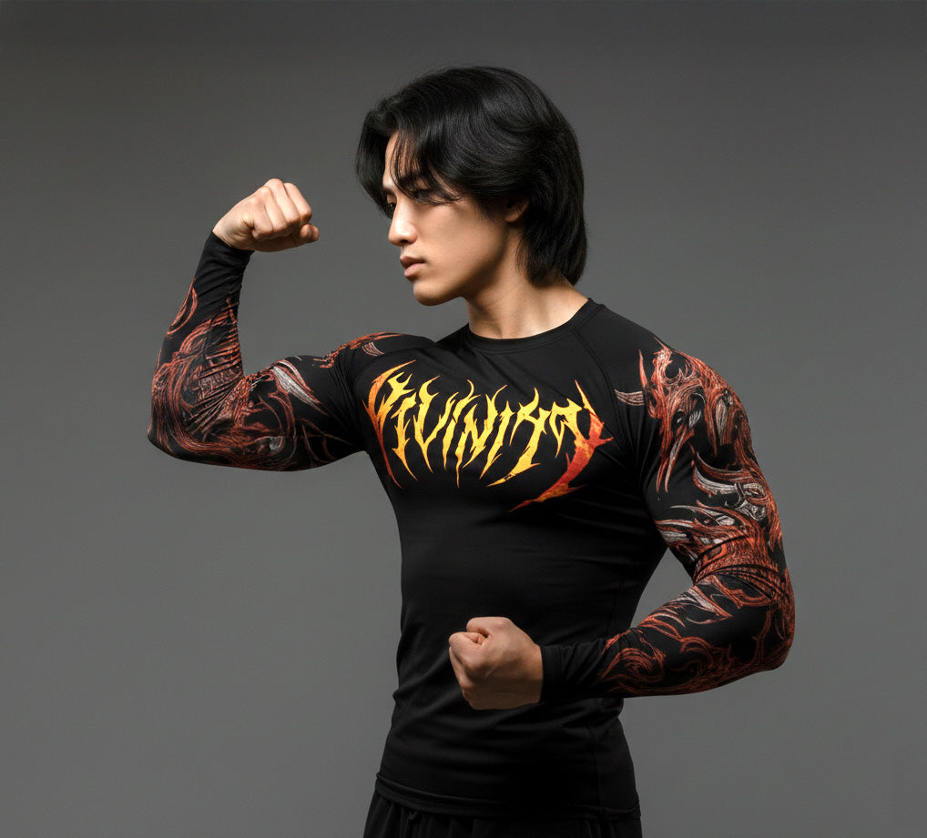 Korean Style Slim Fit Cyber Sigilism shirt - Long sleeve compression shirt