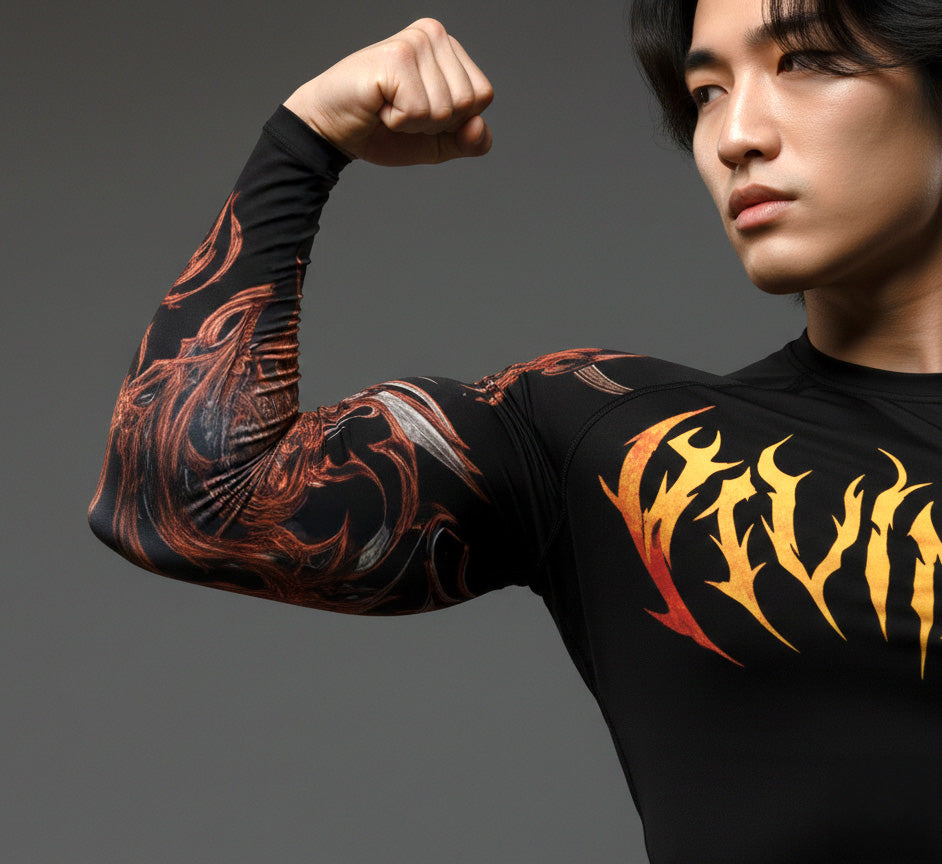Korean Style Slim Fit Cyber Sigilism shirt - Long sleeve compression shirt
