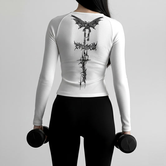Women Cyber Sigil Long Sleeve Korean Fashion Activewear