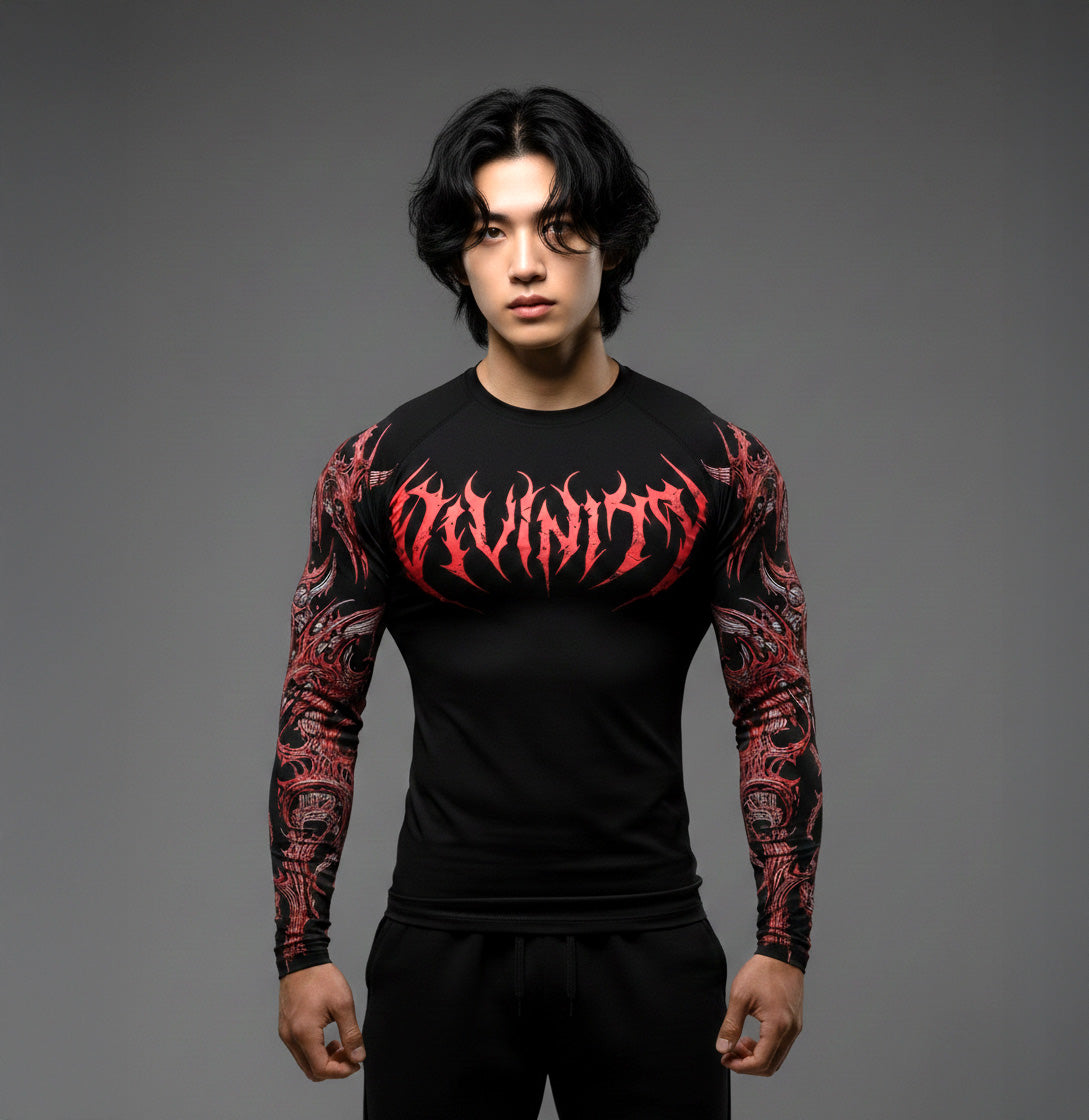 Korean Style Slim Fit Cyber Sigilism shirt - Long sleeve compression shirt