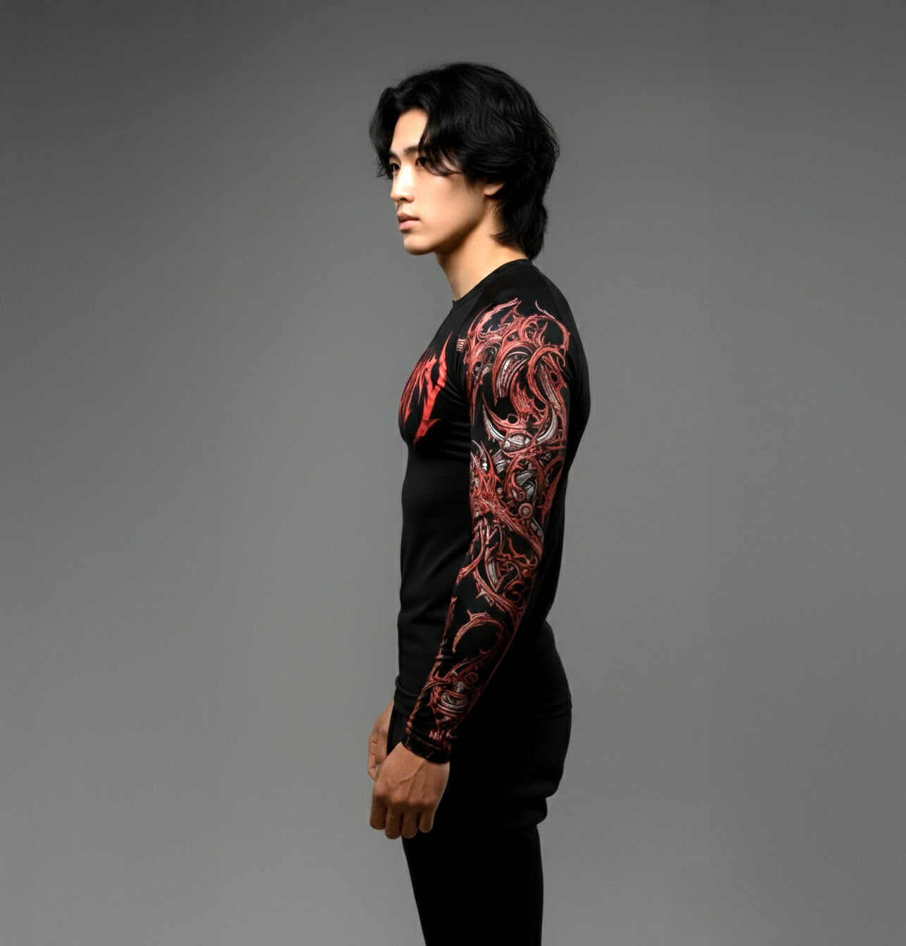 Korean Style Slim Fit Cyber Sigilism shirt - Long sleeve compression shirt