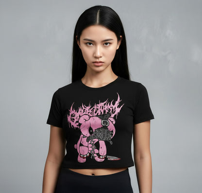 Women Cyber Sigil Bear Crop Top